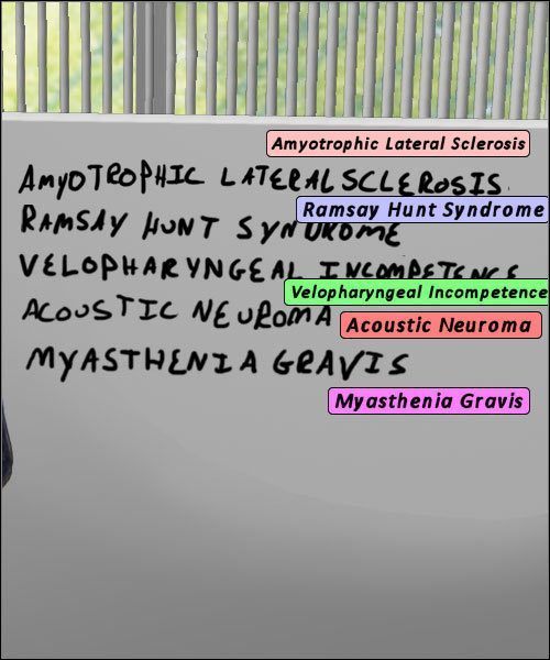 Tablica prezentuje kolejne propozycje chorób, wraz z ich odpowiednikami w burzy mózgów. - Opis przejścia (3) | Skull & Bones | House M.D. - House M.D. - poradnik do gry