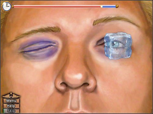 Test z lodem jest bardzo prosty - przetrzyj kostką lodu oczy - Opis przejścia (3) | Skull & Bones | House M.D. - House M.D. - poradnik do gry