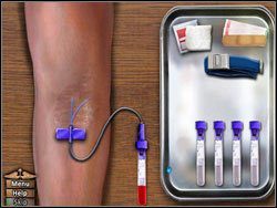 Pobierz krew pacjenta, szczegółowe instrukcje znajdziesz w dziale [Podstawy] Pobieranie krwi - Opis przejścia (1) | Crashed | House M.D. - House M.D. - poradnik do gry