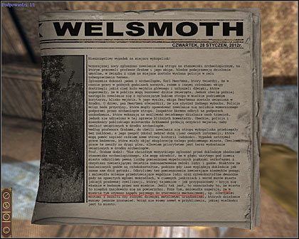 Znajdź w nim jedną podpowiedź (nowa myśl) - N1 - Przyjazd do starego, przytłaczającego miasteczka Arkhamend | Opis przejścia - Darkness Within 2: The Dark Lineage - poradnik do gry