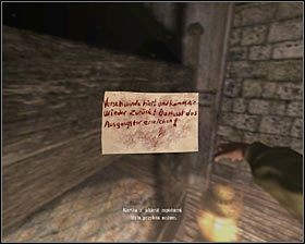 Znalazłszy się w sypialni, zauważ przyszpiloną nożem do łóżka piętrowego kartkę - D2 - Wizyta w osławionym miejscu, w środku lasu (9) | Opis przejścia - Darkness Within 2: The Dark Lineage - poradnik do gry