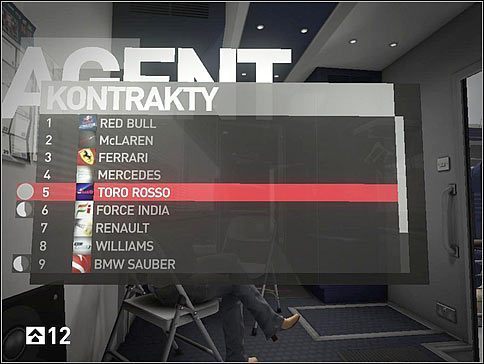 Na liście teamów Formuły 1 możemy sprawdzić jak prezentują się nasze notowania oraz ile zespołów chce Nas widzieć u siebie po sezonie - Kontrakty | Kariera w F1 2010 - F1 2010 - poradnik do gry