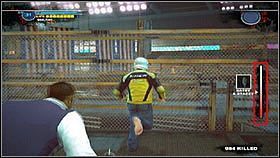 Albo leczymy się i zbieramy więcej jedzenie, albo używamy pobliskiego mechanizmu [1], żeby wciągnąć Katy i Stacy na górę - The Overtime - Zadania główne - Dead Rising 2 - PC - poradnik do gry