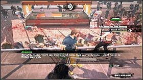 Wchodzimy na scenę [1], rozmawiamy ze wszystkimi członkami zespołu [2] i odprowadzamy ich do bunkra - Case 3 (1) - Zadania poboczne - Dead Rising 2 - PC - poradnik do gry