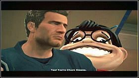 Po dotarciu do sklepu sprawdzamy dużą lalkę leżącą tuż obok [1] i oglądamy krótki filmik, po którym rozpocznie się walka z szalony Slappym [2] - Case 3 (1) - Zadania poboczne - Dead Rising 2 - PC - poradnik do gry