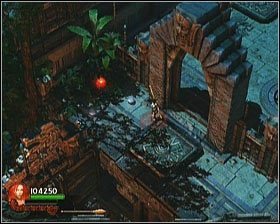 Tuż za nimi znajdziesz nie tylko nowa zapadnię - chwilowo podnoszącą drewniana kładkę, ale również Czaszkę [#7] - [Opis przejścia] Temple of Light - cz. 2 | Lara Croft and the Guardian of Light - Lara Croft and the Guardian of Light - poradnik do gry