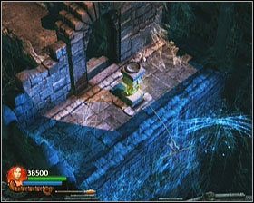 Pociągnięcie za przełącznik wysunie uchwyt na linę po drugiej stronie przepaści - [Opis przejścia] Spider Tomb - cz. 1 | Lara Croft and the Guardian of Light - Lara Croft and the Guardian of Light - poradnik do gry