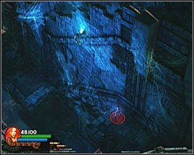 Po kilkudziesięciu metrach docieramy do wyrwy, która pokonujemy przebiegając po ścianie, trzymając się liny przymocowanej do specjalnego uchwytu - [Opis przejścia] Spider Tomb - cz. 1 | Lara Croft and the Guardian of Light - Lara Croft and the Guardian of Light - poradnik do gry