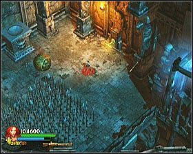 Aby wejść w posiadanie zarówno kuli, jak i wzmocnienia, pociągamy za pobliski przełącznik czasowy i obniżamy na krótką chwilę kolce - [Opis przejścia] Forgotten Gate - cz. 3 | Lara Croft and the Guardian of Light - Lara Croft and the Guardian of Light - poradnik do gry