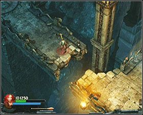 Dalsza droga prowadzić będzie wzdłuż wąskiej kamiennej kładki, podczas której pokonywania dokonaj skoku nad przepaścią - [Opis przejścia] Flooded Passage - cz. 2 | Lara Croft and the Guardian of Light - Lara Croft and the Guardian of Light - poradnik do gry