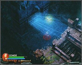 Eliminując wszystkich przechodzimy do pobliskiego grobowca, wcześniej ciągnąc za czasowy przełącznik - [Opis przejścia] Twisting Bridge - cz. 2 | Lara Croft and the Guardian of Light - Lara Croft and the Guardian of Light - poradnik do gry