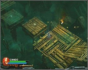 Wewnątrz kierujemy się na pierwszą większą platformę, skacząc po dwóch mniejszych - [Opis przejścia] Twisting Bridge - cz. 2 | Lara Croft and the Guardian of Light - Lara Croft and the Guardian of Light - poradnik do gry