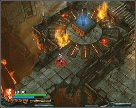 Nieco dalej natkniesz się na płonący okrąg z dwoma Czaszkami [#03] [#04] oraz bardzo silną bronią Chaingun - [Opis przejścia] Fiery Depths - cz. 2 | Lara Croft and the Guardian of Light - Lara Croft and the Guardian of Light - poradnik do gry