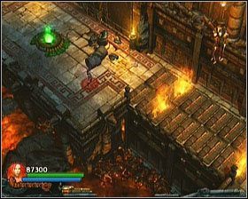 Po wylądowaniu na ziemi uważamy na strzelającą pułapkę, której strzały nadlatywać będą z poza ekranu - [Opis przejścia] Fiery Depths - cz. 2 | Lara Croft and the Guardian of Light - Lara Croft and the Guardian of Light - poradnik do gry