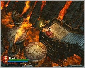 Na samym dole natrafiamy na owalne platformy z miotaczami i przełącznikami zmieniającymi kierunek ich przemieszczania się - [Opis przejścia] Fiery Depths - cz. 2 | Lara Croft and the Guardian of Light - Lara Croft and the Guardian of Light - poradnik do gry