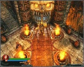 Zbliżając się do niego zostaniemy zaatakowani przez nowego przeciwnika - ognistego golema - [Opis przejścia] Stronghold Passage - cz. 1 | Lara Croft and the Guardian of Light - Lara Croft and the Guardian of Light - poradnik do gry