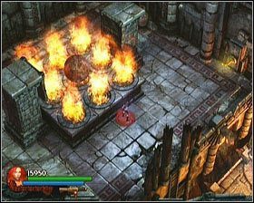 W ten sposób docieramy do pomieszczenia z płonącym piedestałem (wcześniej mijając czasowy przełącznik, który należy zignorować) - [Opis przejścia] Stronghold Passage - cz. 1 | Lara Croft and the Guardian of Light - Lara Croft and the Guardian of Light - poradnik do gry