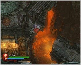 Gdy kolejna kula czeka już koło podwyższenia z otworem prowadzącym do głównej Sali, my kierujemy się w pominięte przejście, w dół ekranu, zniszczoną kamienną kładką - [Opis przejścia] Stronghold Passage - cz. 2 | Lara Croft and the Guardian of Light - Lara Croft and the Guardian of Light - poradnik do gry