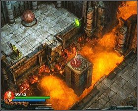 Na samym końcu - pokonując palniki w podłodze, odpalane po stanięciu na nich - docieramy do pomieszczenia przeszytego lawą - [Opis przejścia] Stronghold Passage - cz. 2 | Lara Croft and the Guardian of Light - Lara Croft and the Guardian of Light - poradnik do gry