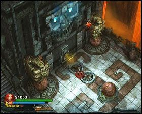 Mając trzy kule możemy zablokować źródło pocisków i odblokować będący w płomieniach przełącznik - [Opis przejścia] Stronghold Passage - cz. 3 - Lara Croft and the Guardian of Light - poradnik do gry