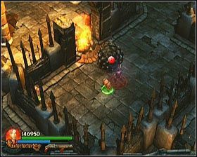 Następnie zabieramy kulę i toczymy ją na drugi płonący dół (po lewej, u dołu), w ten sposób odblokowując kolejne przejście - [Opis przejścia] Mirrors Wake - cz. 2 | Lara Croft and the Guardian of Light - Lara Croft and the Guardian of Light - poradnik do gry