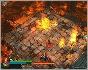 Początek finałowego starcia rozpoczyna się od zmasowanego ataku płonących głazów z powietrza - wymijamy je ciągle pozostając w ruchu - [Opis przejścia] Xolotls Stronghold - cz. 3 - Lara Croft and the Guardian of Light - poradnik do gry