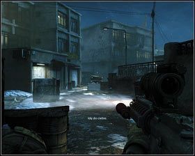 Chowając się cały czas za elementami otoczenia, idziemy prosto [1], aż pojawią się pierwsi przeciwnicy - Wejście (1) | Opis przejścia Medal of Honor - Medal of Honor - poradnik do gry