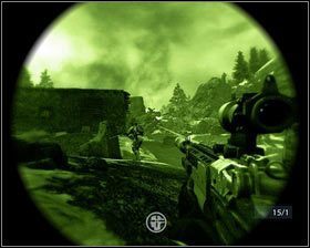 Gdy wszyscy będą martwi, chowamy się za pobliskim schronem [1] i zabijamy kolejnych nadbiegających wrogów [2] - Dorothy to suka (2) | Opis przejścia Medal of Honor - Medal of Honor - poradnik do gry