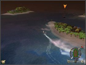 Płyniemy prościutko, za kolejną wysepką skręt w prawo i jesteśmy u celu - Rozdział III - Kryjówka Wisielca - Opis przejścia - Piraci Nowego Świata 2: Dwa Skarby - poradnik do gry