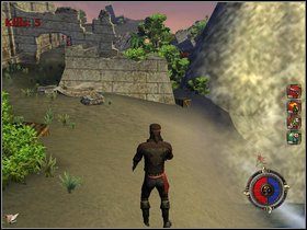 Trzeci przedmiot znajduje się koło grupy żołnierzy w oddali, zaś czwarty zobaczymy z plaży - Rozdział V - Zatoka Kingston - Opis przejścia - Piraci Nowego Świata 2: Dwa Skarby - poradnik do gry