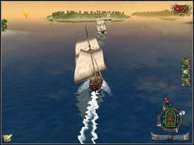 Po rozmowie z Docem i Ebenzerem znowu trafiamy na morze - Rozdział II - Czarna Flaga (2) - Opis przejścia - Piraci Nowego Świata 2: Dwa Skarby - poradnik do gry