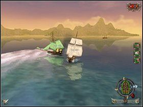 Łajbę łatwo znaleźć - jako jedyna ma zielone żagle - Rozdział II - Czarna Flaga (2) - Opis przejścia - Piraci Nowego Świata 2: Dwa Skarby - poradnik do gry