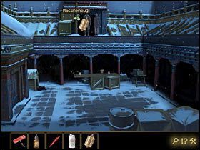 A zatem: potraktuj wciągnik olejem ze skorupki i zadziałaj nim - kiedy jego końcówka podjedzie w górę, zamocuj na niej metalowy młynek - Rozdział II - Sekret w górach (5) | Opis przejścia Lost Horizon - Lost Horizon - poradnik do gry