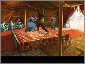 Ponownie maszeruj do namiotu, w którym odbywają się walki - Rozdział III - Wyścig z czasem (2) | Opis przejścia Lost Horizon - Lost Horizon - poradnik do gry