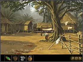 Podnieś obtłuczony gliniany dzban (po lewej) oraz leżący obok zniszczony wiklinowy kosz - Rozdział VI - Oko tygrysa (1) | Opis przejścia Lost Horizon - Lost Horizon - poradnik do gry