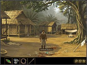 Teraz pozbieraj walające się nieopodal gliniane skorupy , którymi potraktuj koszyk, rozdzielisz go w ten sposób na sznur z łyka i kilka patyków - Rozdział VI - Oko tygrysa (1) | Opis przejścia Lost Horizon - Lost Horizon - poradnik do gry