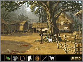 Zwróć uwagę na białe futerko pod chatą po lewej - Rozdział VI - Oko tygrysa (1) | Opis przejścia Lost Horizon - Lost Horizon - poradnik do gry