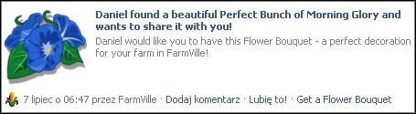 Aby zgarnąć darmowy bukiet, trzeba kliknąć Get a Flower Bouquet. - Dzielenie się osiągnięciami | Aspekty społecznościowe FarmVille - FarmVille - poradnik do gry