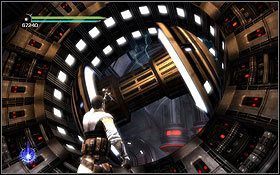 Przy końcu maszynowni wskocz do szybu prowadzącego poziom niżej - Zbawienie - Na pokładzie Zbawienia (2) | Opis przejścia - Star Wars: The Force Unleashed II - poradnik do gry