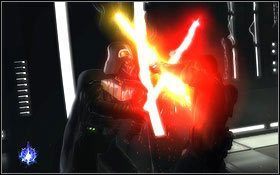 Nie możesz biegać, a w korytarzu kilkakrotnie zostaniesz zaatakowany przez Vadera - Kamino - Konfrontacja | Opis przejścia | Star Wars The Force Unleashed II - Star Wars: The Force Unleashed II - poradnik do gry