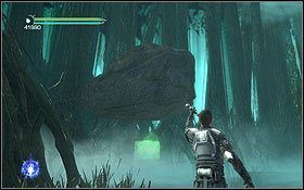 Zaraz za chatką Yody, po prawej stronie ścieżki leży kolejny duży kamień - Dagobah | Ukryte holocrony | Star Wars The Force Unleashed II - Star Wars: The Force Unleashed II - poradnik do gry