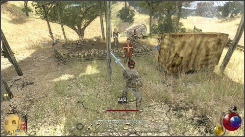 Przy drodze natrafisz na mężczyznę, który jest w trakcie budowy swojego domu - Brakujące łopaty; Podrobiona przepustka | Zadania Two Worlds II - Bayan - Two Worlds II - poradnik do gry