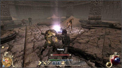 Gdy będziesz wewnątrz biegnij za Mazonem , natrafisz na Reesę (M21:8), która zmieni plan działania - Cesarska przesyłka; Przyjaciel w potrzebie; Trzecia osoba | Zadania - Hatmandor - Two Worlds II - poradnik do gry