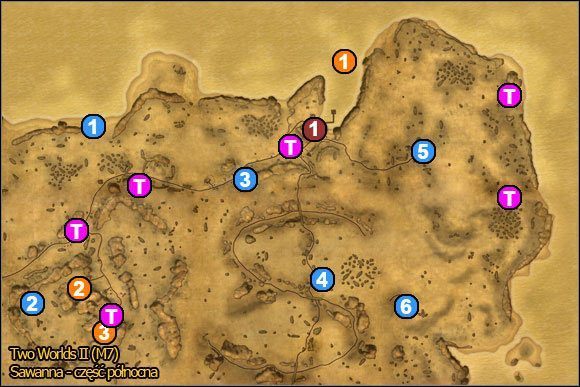 1 - Sawanna - część północna | Mapy | Atlas świata w Two Worlds II - Two Worlds II - poradnik do gry