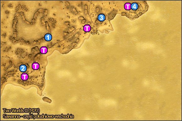 1 - Sawanna - część południowo-wschodnia | Mapy | Atlas świata w Two Worlds II - Two Worlds II - poradnik do gry