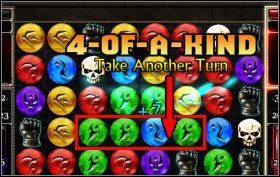 Cel jest prosty: na zmianę z rywalem musicie tak przesuwać ikonki (w pionie lub poziomie), aby przynajmniej trzy takie same znalazły się w jednym rzędzie: poziomo lub pionowo - Walka | Informacje podstawowe Puzzle Quest 2 - Puzzle Quest 2 - poradnik do gry