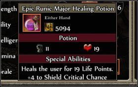 W przypadku tarcz liczba przy ikonie pięści to wymagana liczba punktów akcji do użycia tarczy, klepsydra oznacza czas trwania po użyciu (oczywiście w turach), a liczba przy ikonie tarczy prezentuje o ile wzrośnie obrona, a więc i procentowa szansa na blok - Przedmioty | Informacje podstawowe Puzzle Quest 2 - Puzzle Quest 2 - poradnik do gry