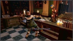 Po wejściu do budynku Akademii [1], słuchamy tego co ma do powiedzenia kustosz, w między czasie przeszukując regały z książkami - Nowy Bohater (2) | Opis przejścia w Fable III - Fable III - poradnik do gry