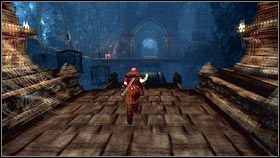 Gdy znajdziemy się po drugiej stronie przepaści, skręcamy w lewo, a następnie zeskakujemy na dół, wciskając A [1] - Nowy Bohater (2) | Opis przejścia w Fable III - Fable III - poradnik do gry