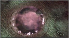 Przeszukujemy jednego z nich [1], a po krótkiej cut-scence schodzimy nowo otwartym przejściem w dół [2] - Aurora | Opis przejścia Fable III - Fable III - poradnik do gry